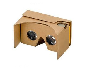 Photo of Google Cardboard and link to download Gizmo VR